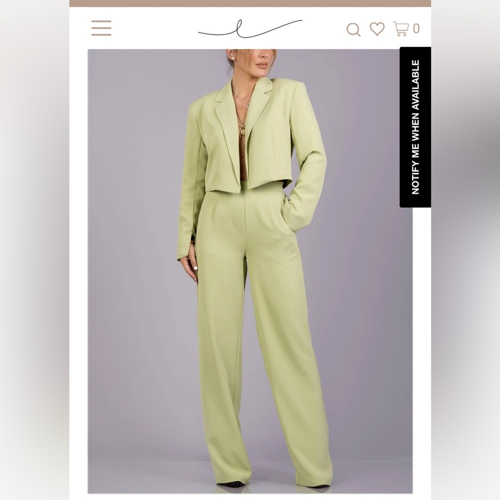 Brand New By Egreis sage green Larkin Blazer and Pants size L